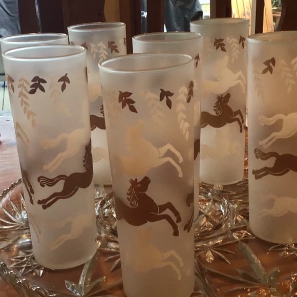 7 vintage frosted Libby beverage glasses - Picture 3 of 4